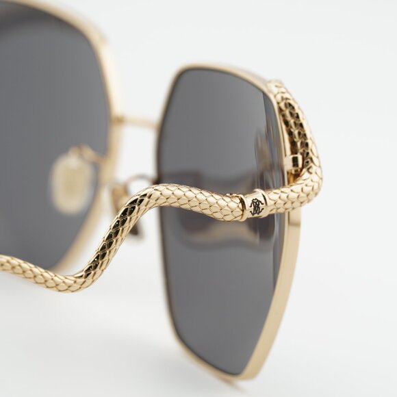 Roberto Cavalli SRC035M 0300 Sunglasses Gold Geometric Frame, Grey Lenses main image 9